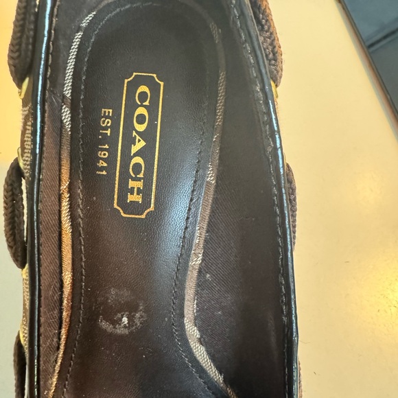 Coach adorable round toe logo monogram wedges with bows NOS without tags size 8 - Picture 7 of 13